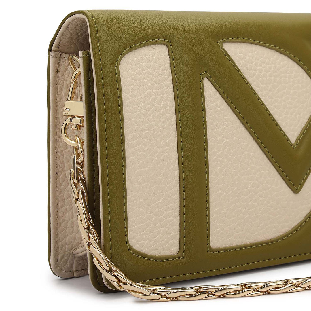 Wax Plain Leather Ladies Wallet - Marshmallow & Lime