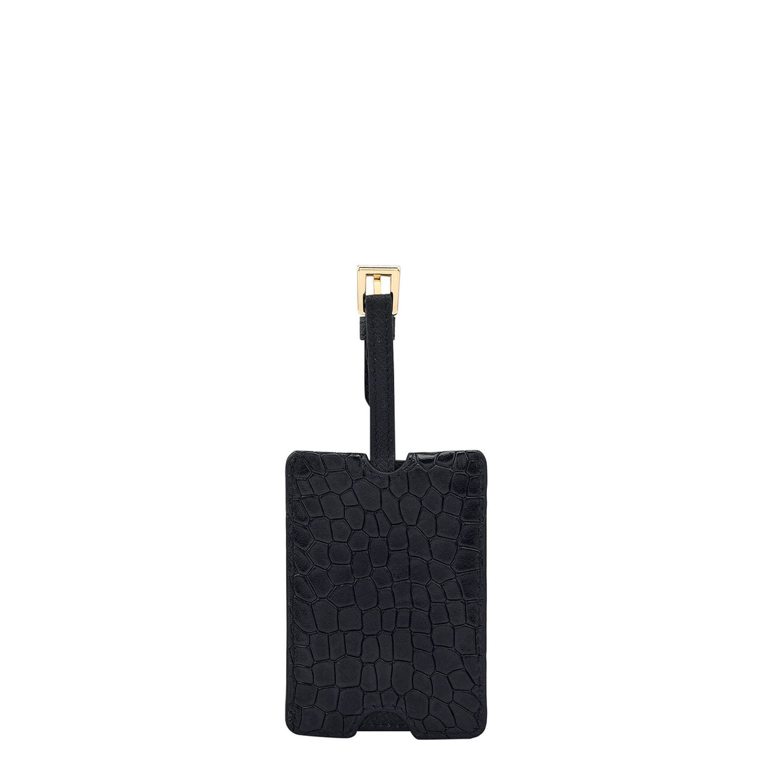 Croco Leather Luggage Tag - Black