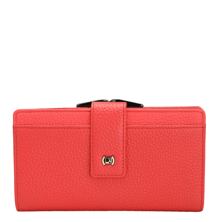 Wax Leather Ladies Wallet - Corallo