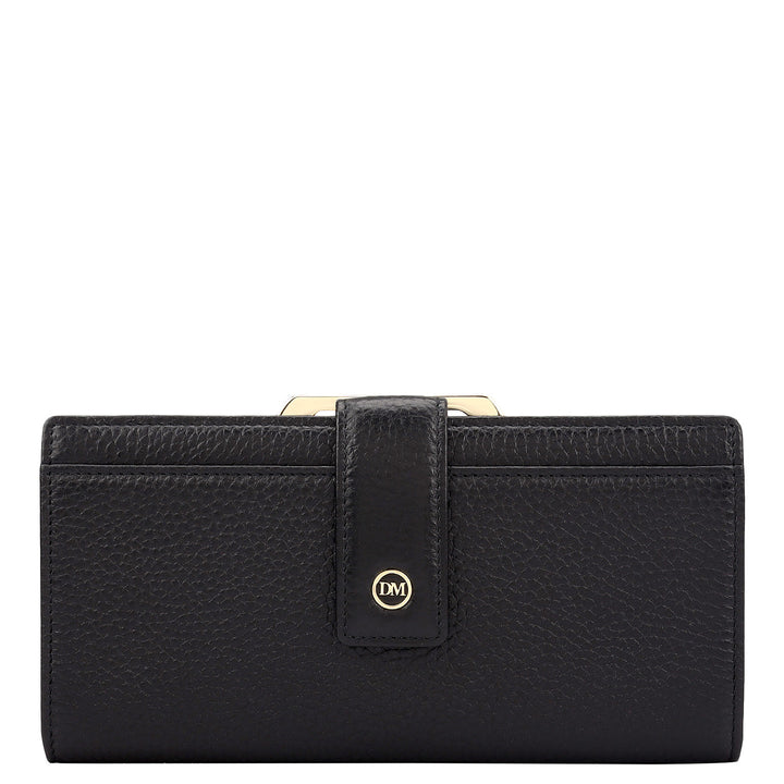 Wax Leather Ladies Wallet - Black