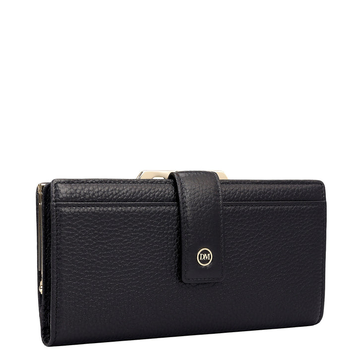 Wax Leather Ladies Wallet - Black