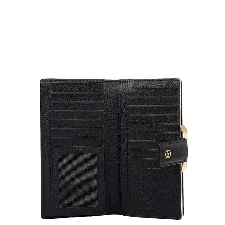 Wax Leather Ladies Wallet - Black