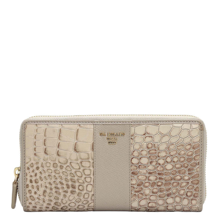 Croco Franzy Leather Ladies Wallet - Frost