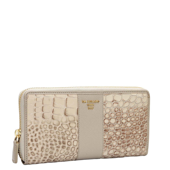 Croco Franzy Leather Ladies Wallet - Frost