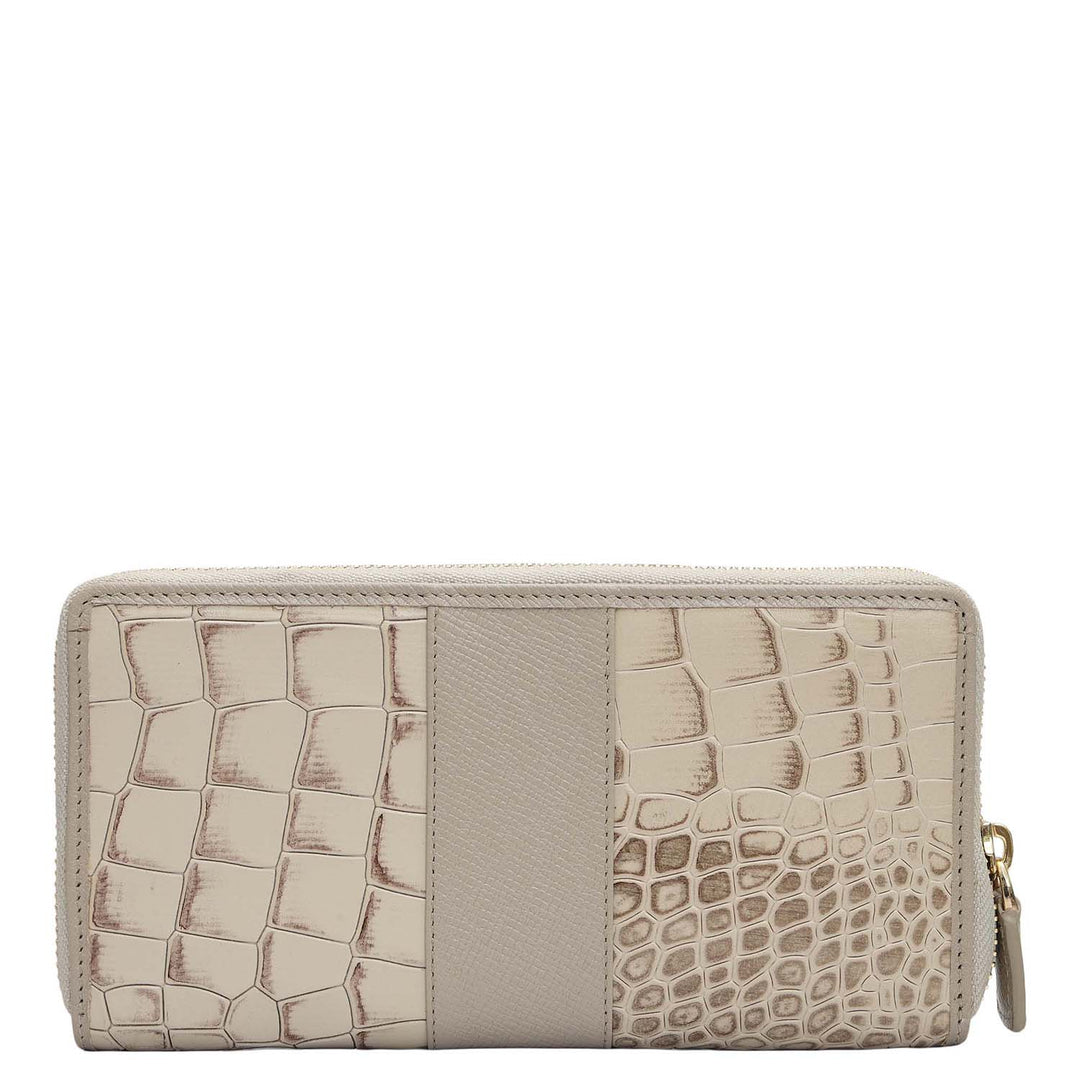 Croco Franzy Leather Ladies Wallet - Frost