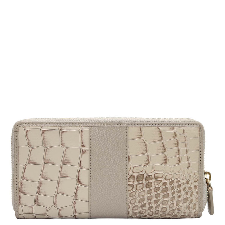 Croco Franzy Leather Ladies Wallet - Frost