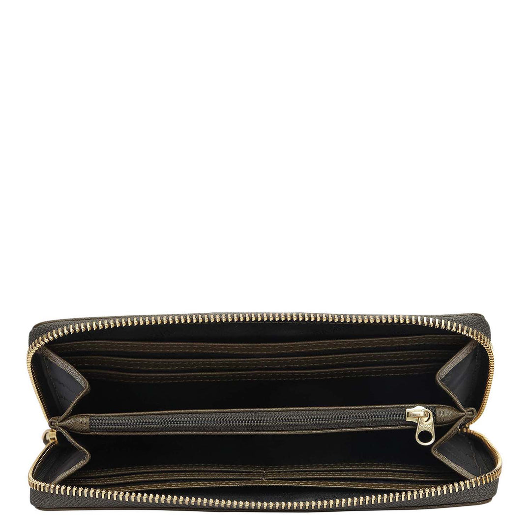 Croco Franzy Leather Ladies Wallet - Military Green