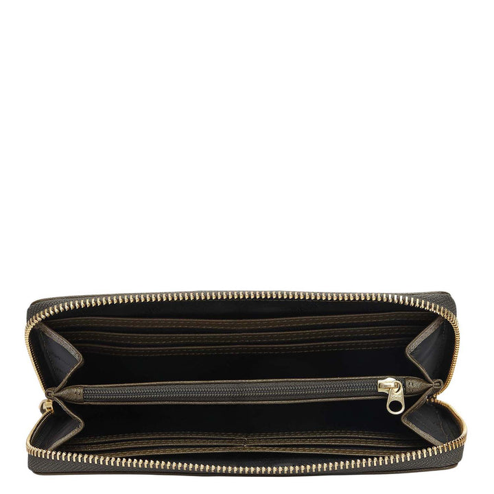 Croco Franzy Leather Ladies Wallet - Military Green