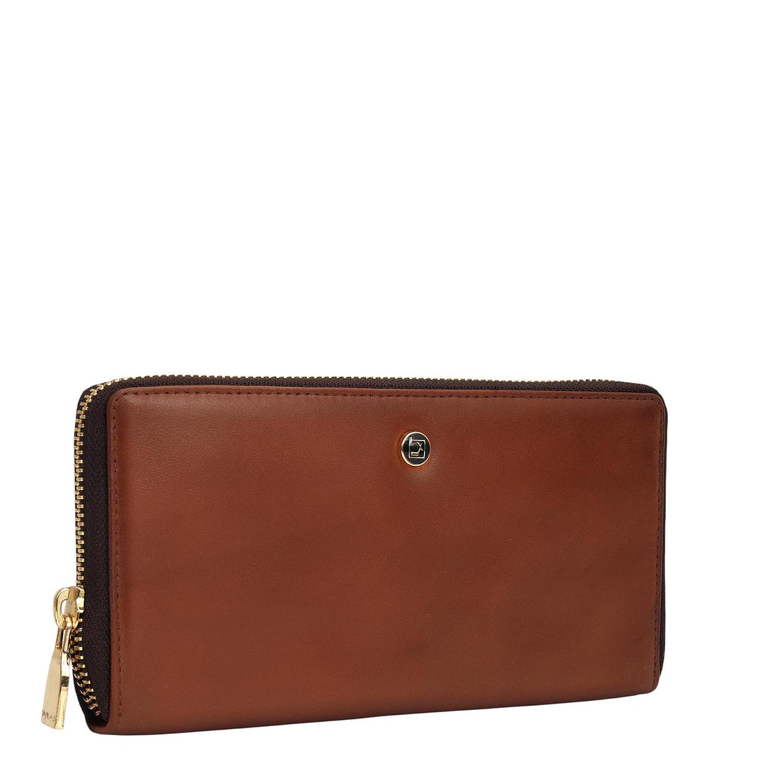 Plain Leather Ladies Wallet - Brown