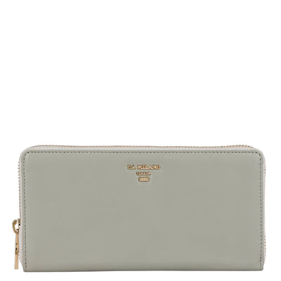 Plain Leather Ladies Wallet - Light Grey