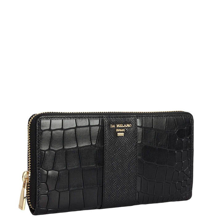 Croco Franzy Leather Ladies Wallet - Black