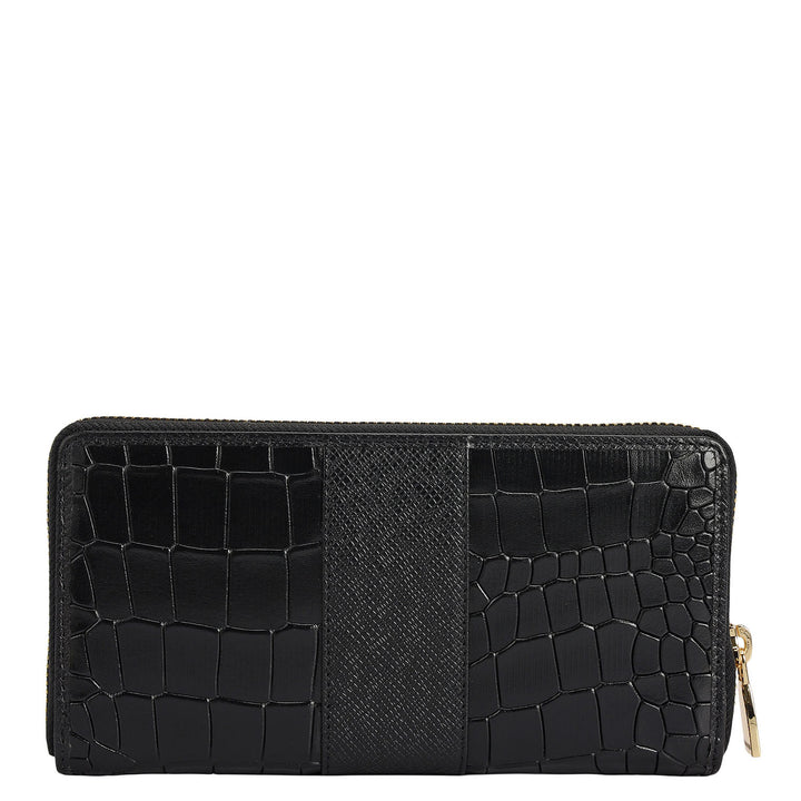 Croco Franzy Leather Ladies Wallet - Black
