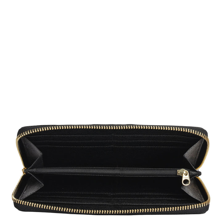 Croco Franzy Leather Ladies Wallet - Black