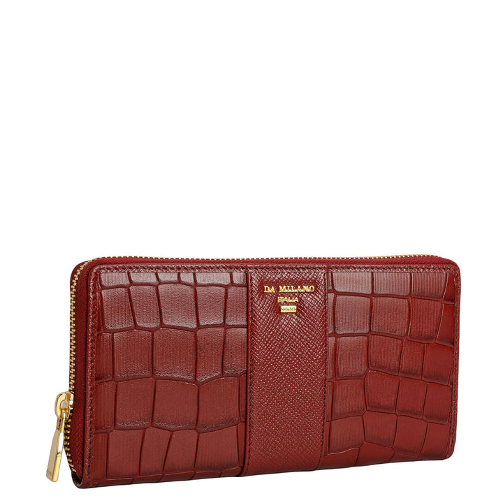 Croco Franzy Leather Ladies Wallet - Cherry