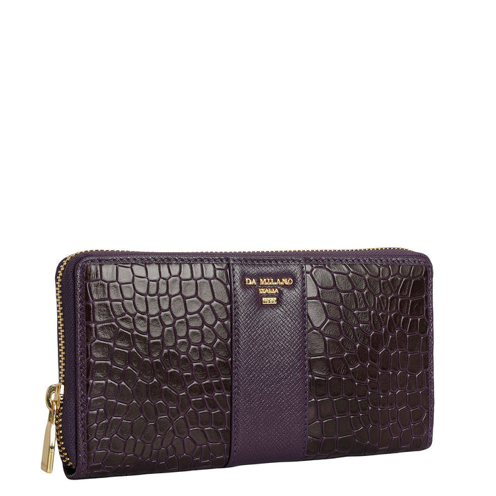 Croco Franzy Leather Ladies Wallet - Grapevine