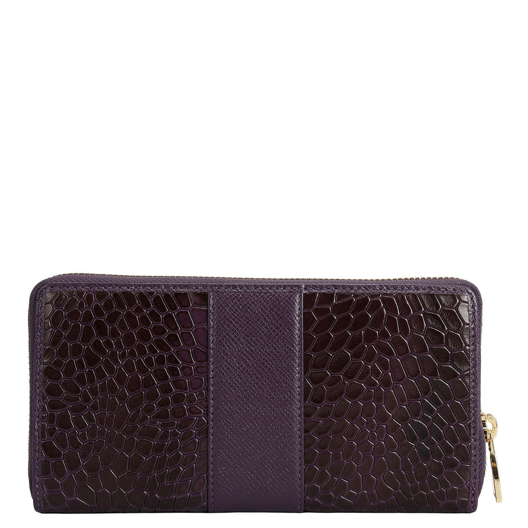 Croco Franzy Leather Ladies Wallet - Grapevine