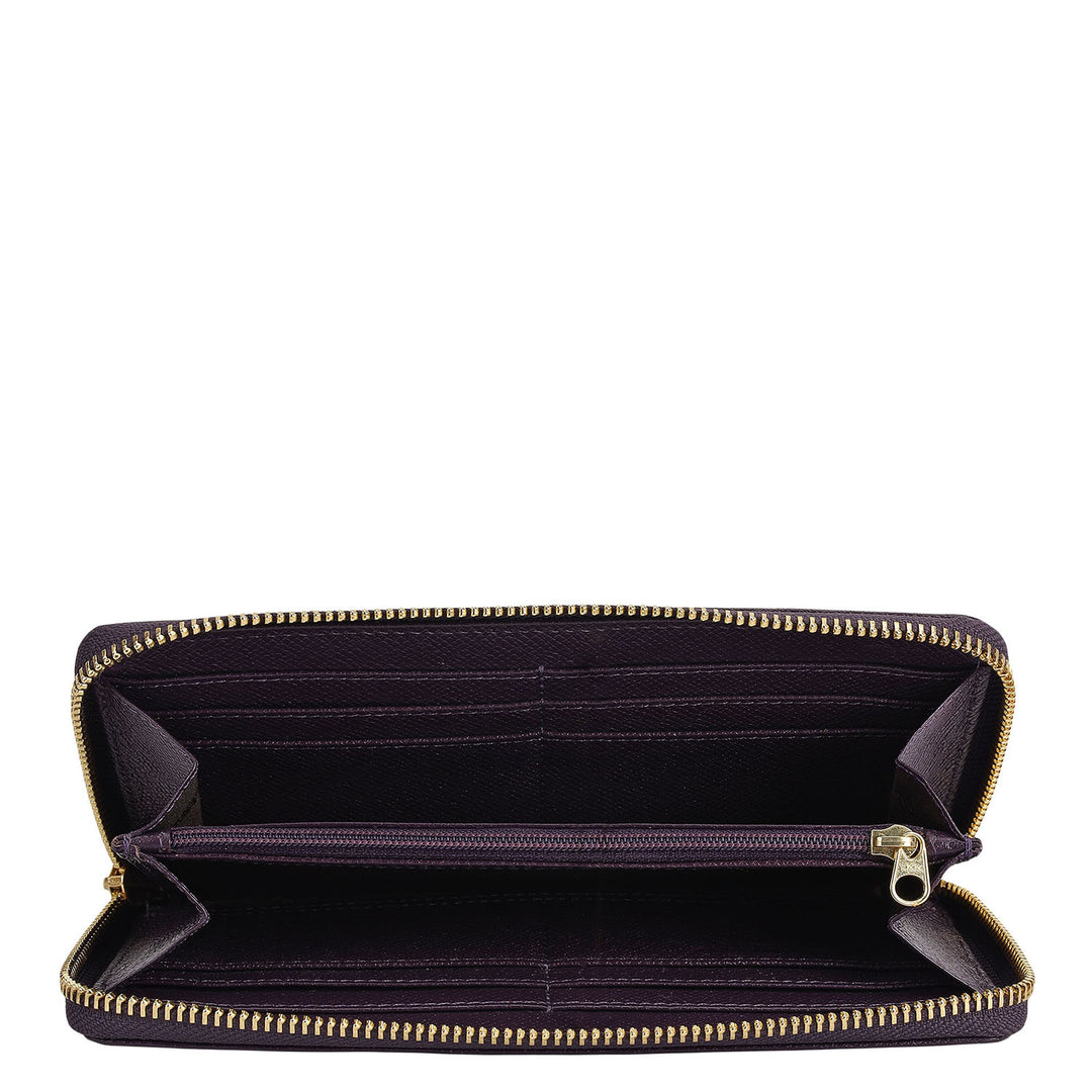 Croco Franzy Leather Ladies Wallet - Grapevine