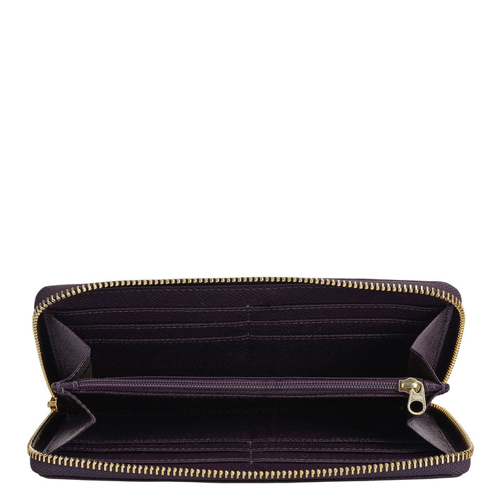 Croco Franzy Leather Ladies Wallet - Grapevine
