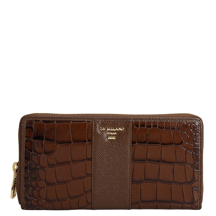 Croco Franzy Leather Ladies Wallet - Walnut