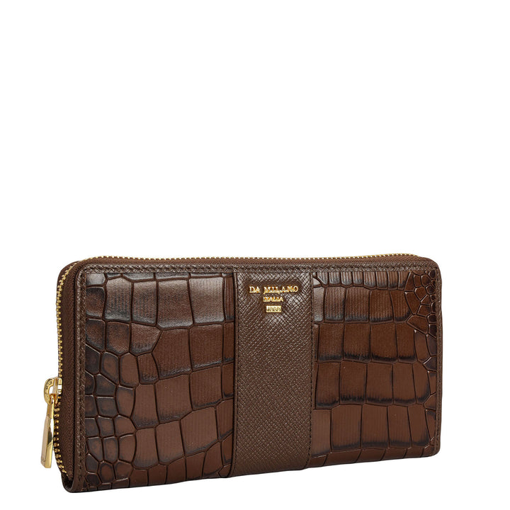 Croco Franzy Leather Ladies Wallet - Walnut