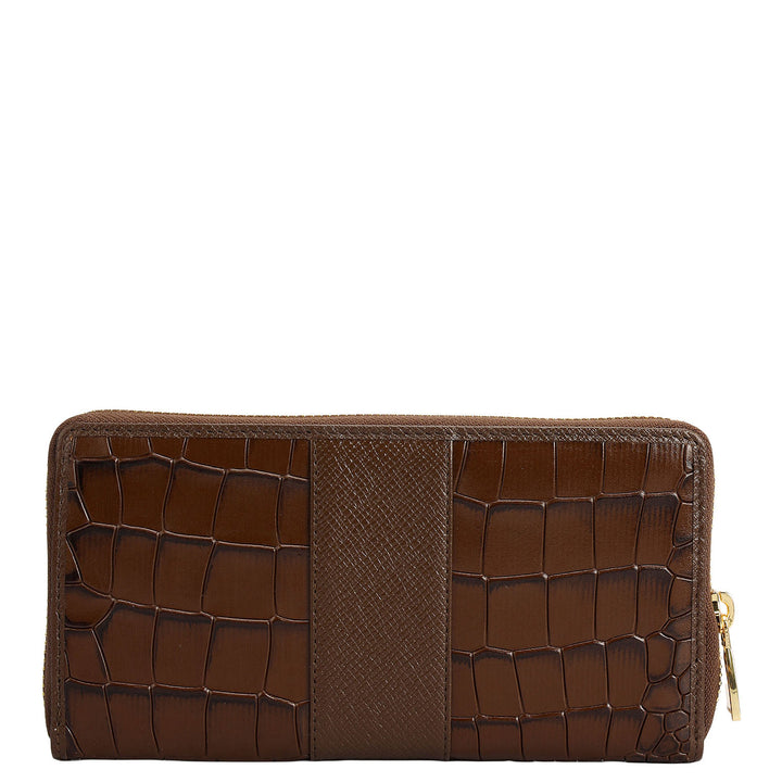 Croco Franzy Leather Ladies Wallet - Walnut