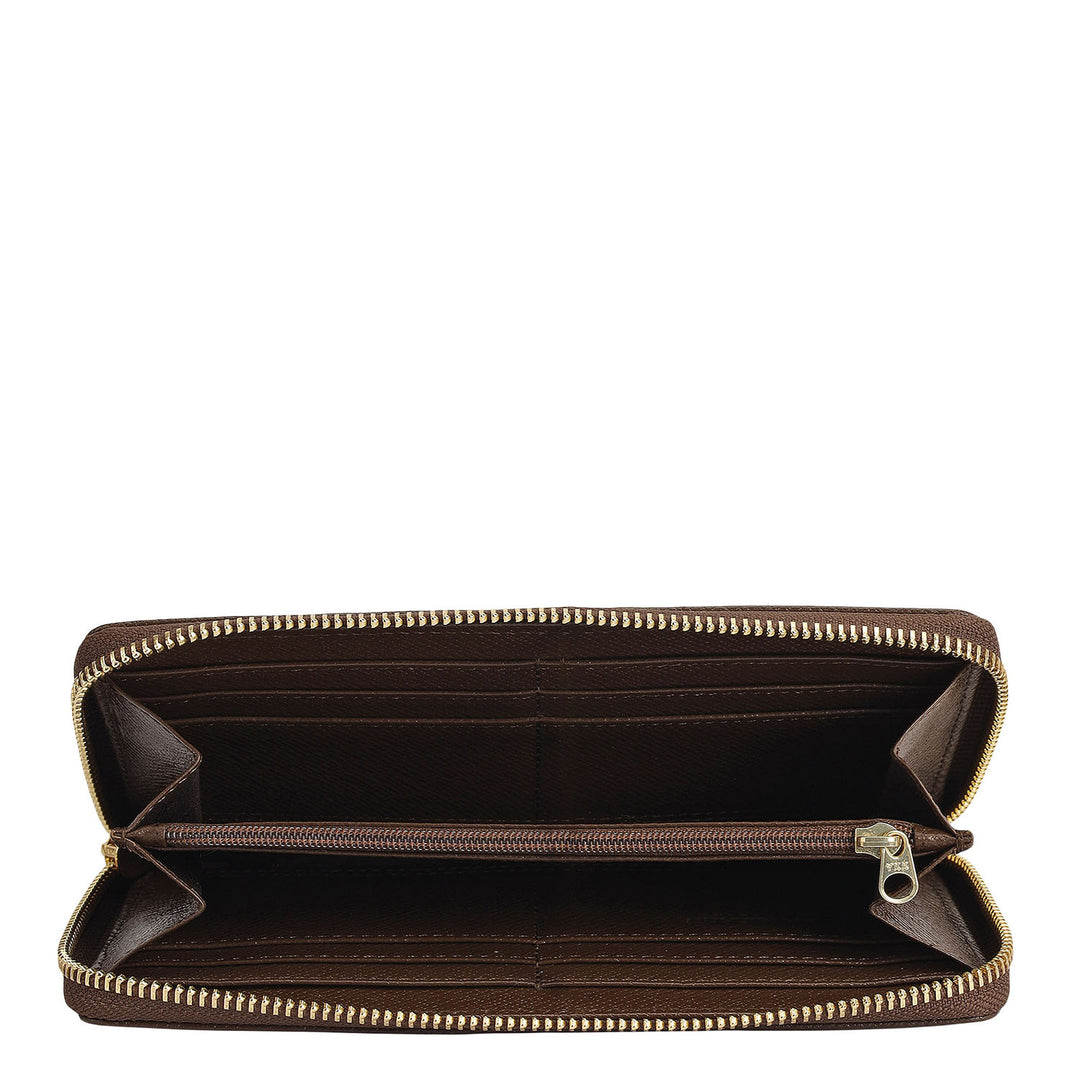 Croco Franzy Leather Ladies Wallet - Walnut