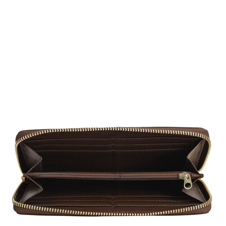 Croco Franzy Leather Ladies Wallet - Walnut
