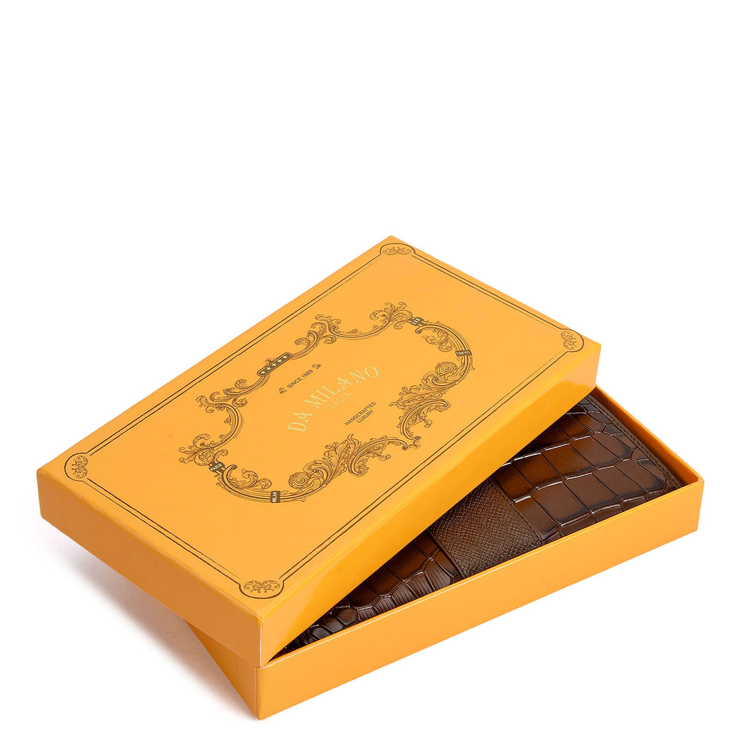 Croco Franzy Leather Ladies Wallet - Walnut