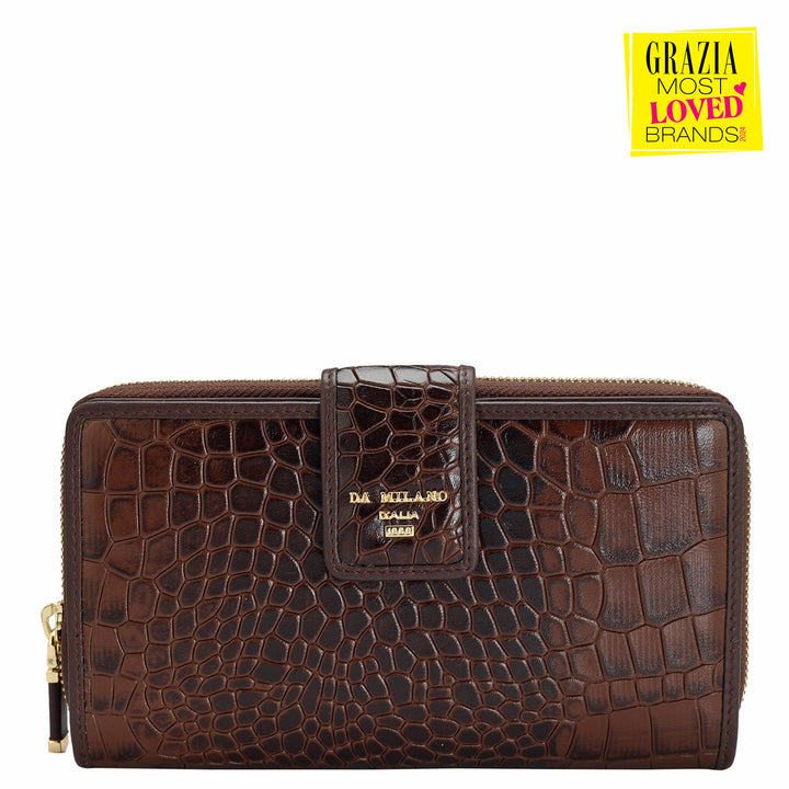 Croco Leather Ladies Wallet - Brown