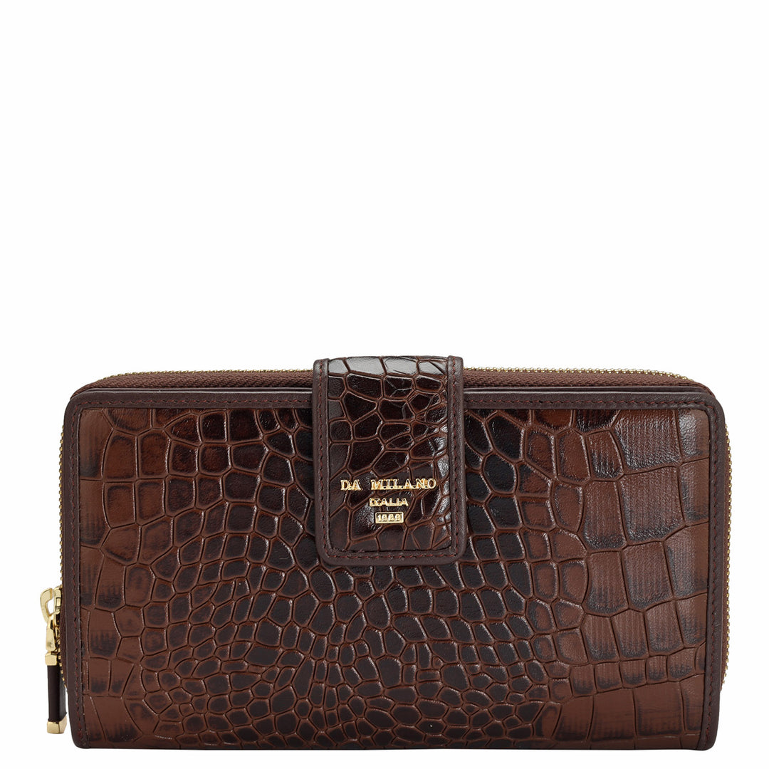 Croco Leather Ladies Wallet - Brown