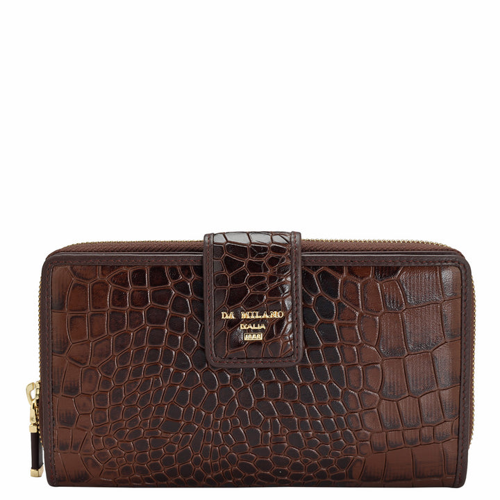 Croco Leather Ladies Wallet - Brown