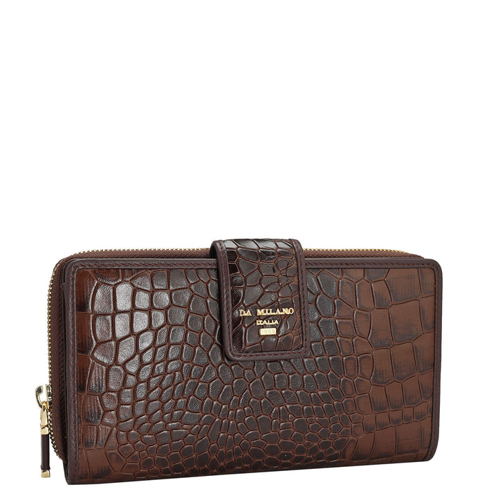Croco Leather Ladies Wallet - Brown