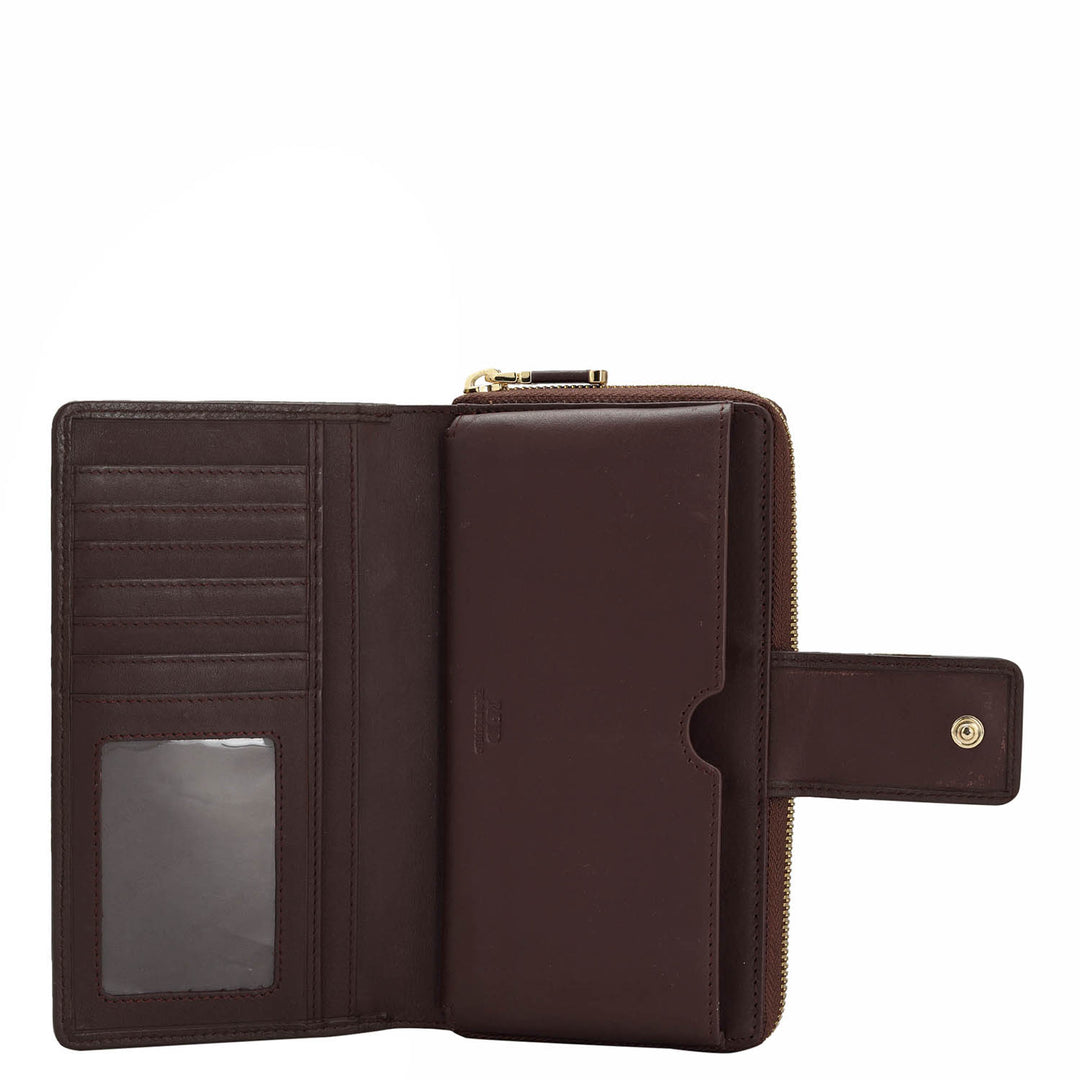 Croco Leather Ladies Wallet - Brown