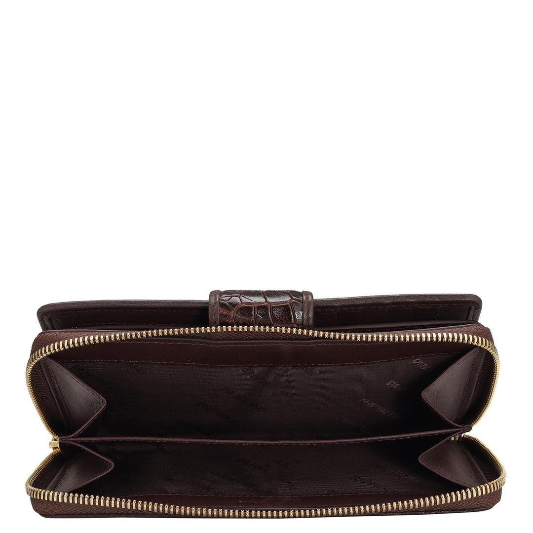 Croco Leather Ladies Wallet - Brown
