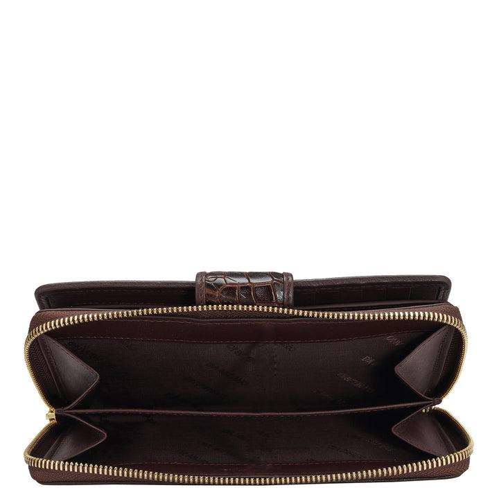 Croco Leather Ladies Wallet - Brown