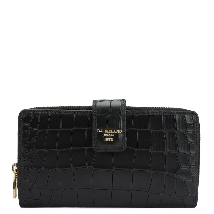 Croco Leather Ladies Wallet - Black