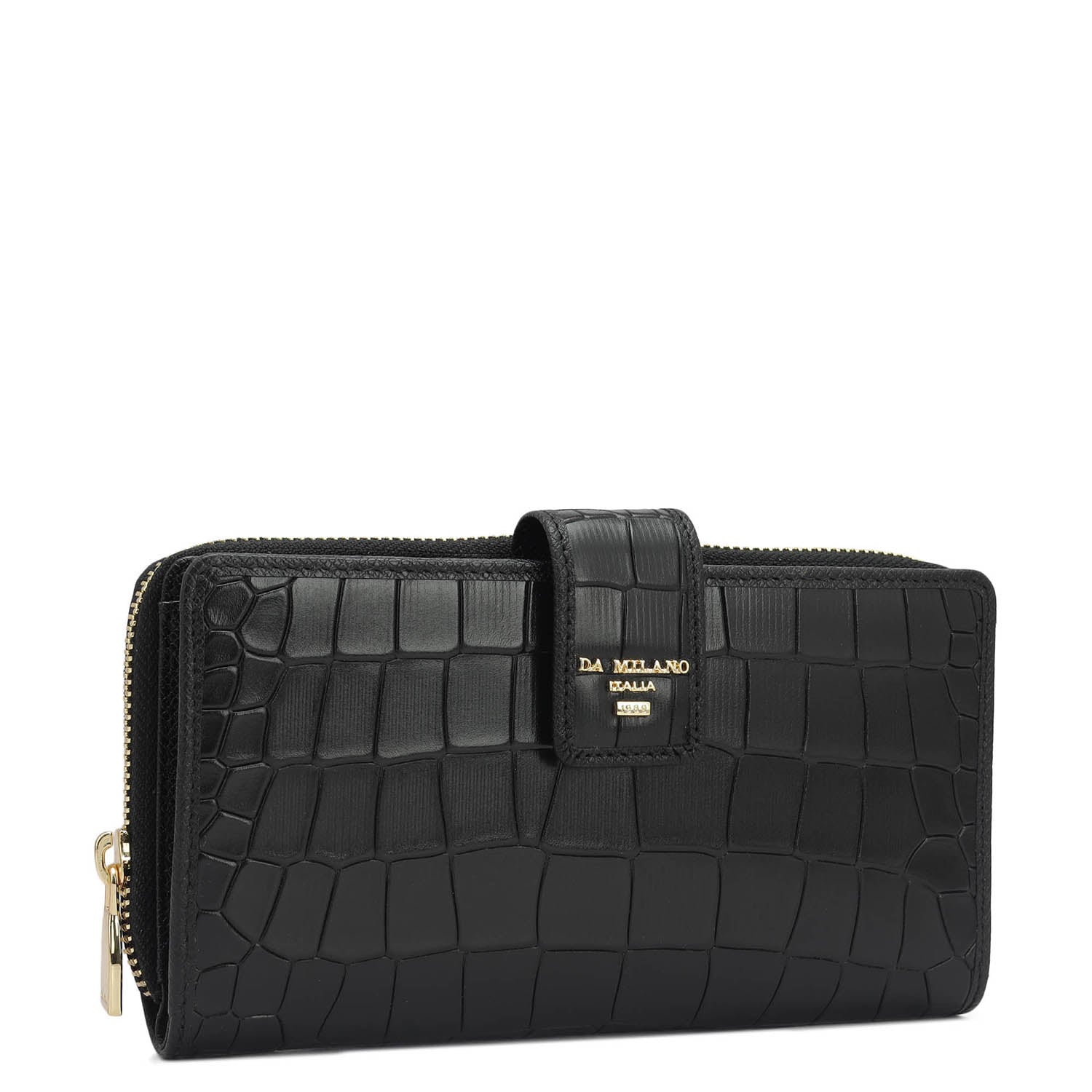 Croco Leather Ladies Wallet - Black – Da Milano
