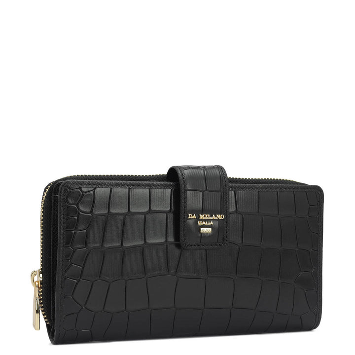 Croco Leather Ladies Wallet - Black