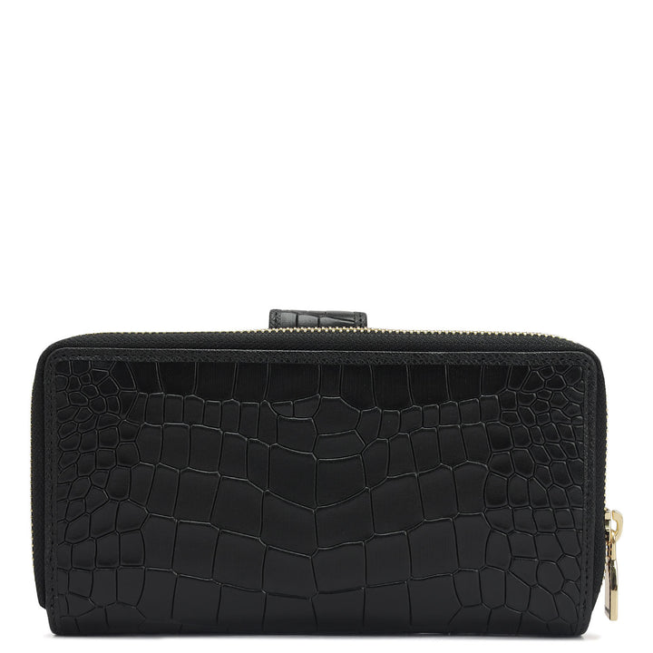 Croco Leather Ladies Wallet - Black