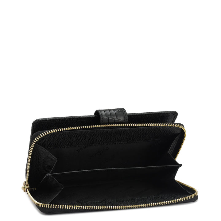 Croco Leather Ladies Wallet - Black