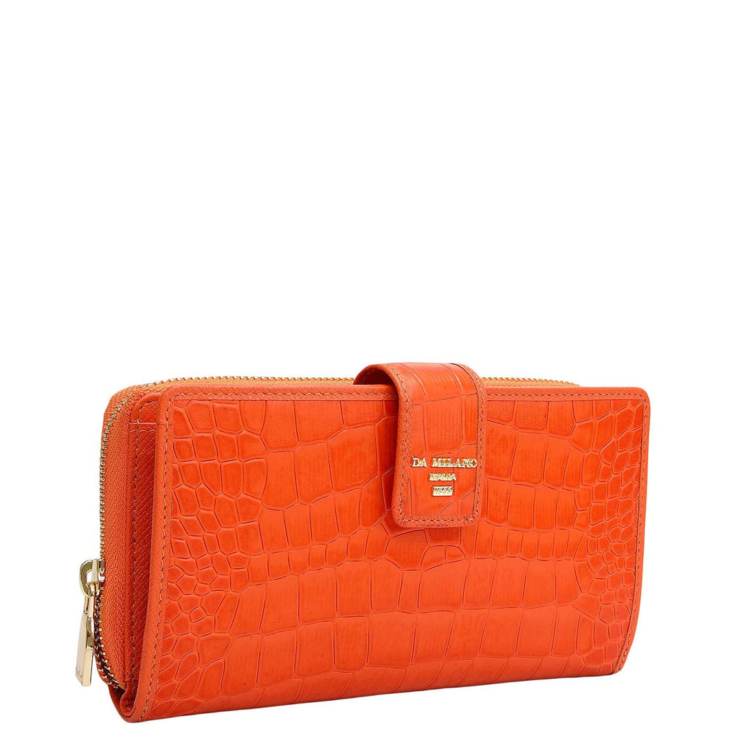 Croco Leather Ladies Wallet - Pumpkin