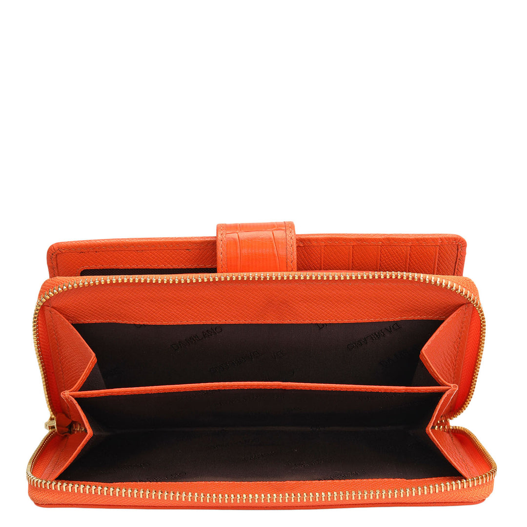 Croco Leather Ladies Wallet - Pumpkin