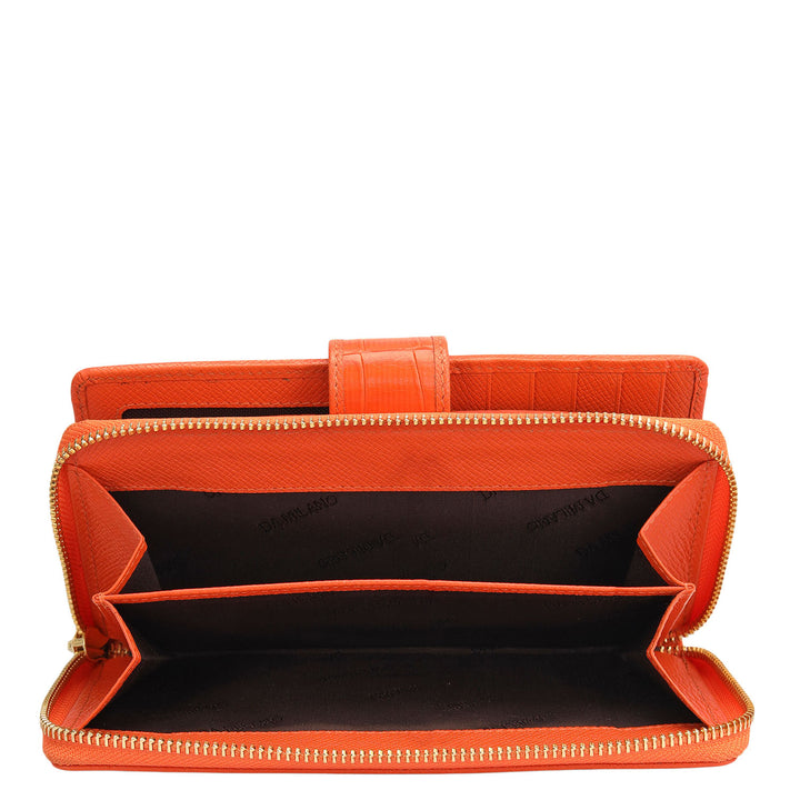 Croco Leather Ladies Wallet - Pumpkin