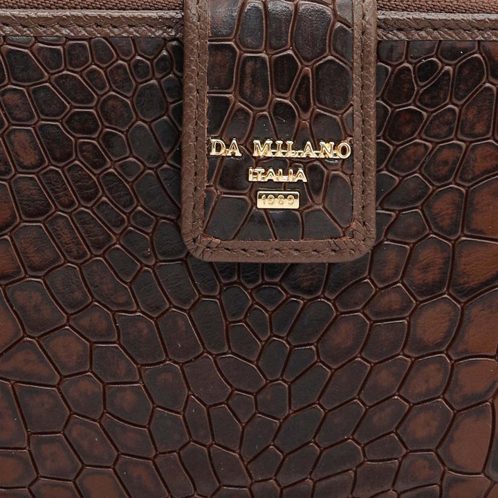 Croco Leather Ladies Wallet - Walnut