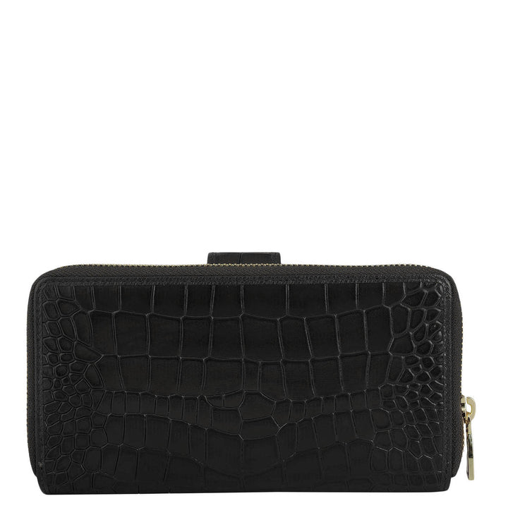 Croco Leather Ladies Wallet - Black