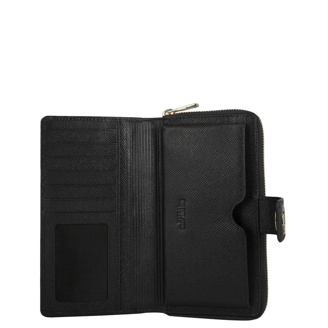 Croco Leather Ladies Wallet - Black