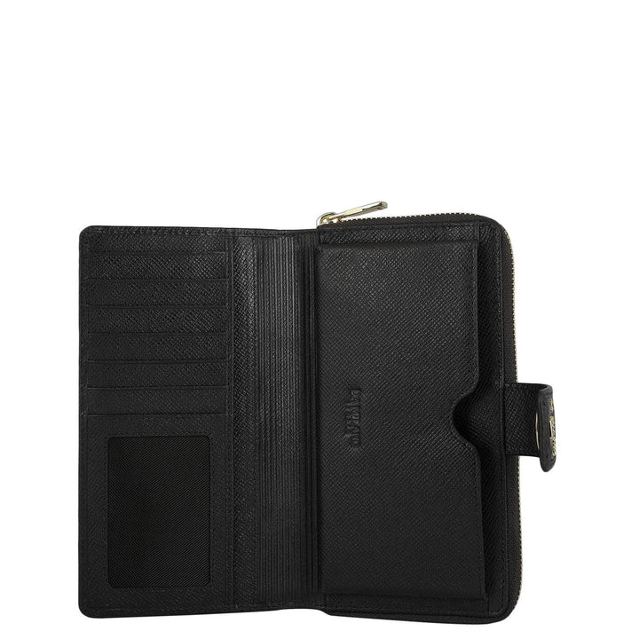 Croco Leather Ladies Wallet - Black