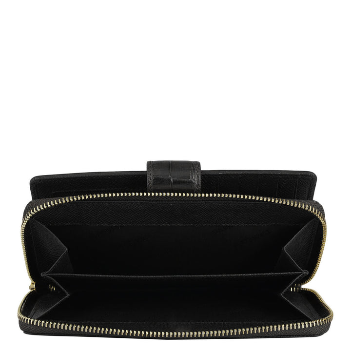 Croco Leather Ladies Wallet - Black