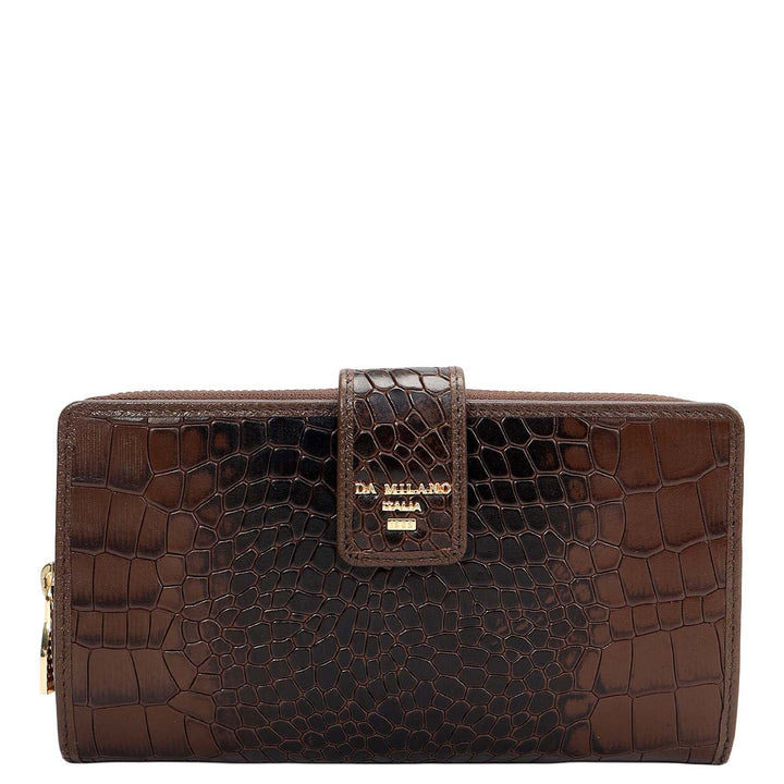 Croco Leather Ladies Wallet - Brown