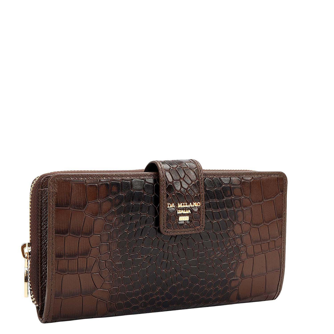 Croco Leather Ladies Wallet - Brown